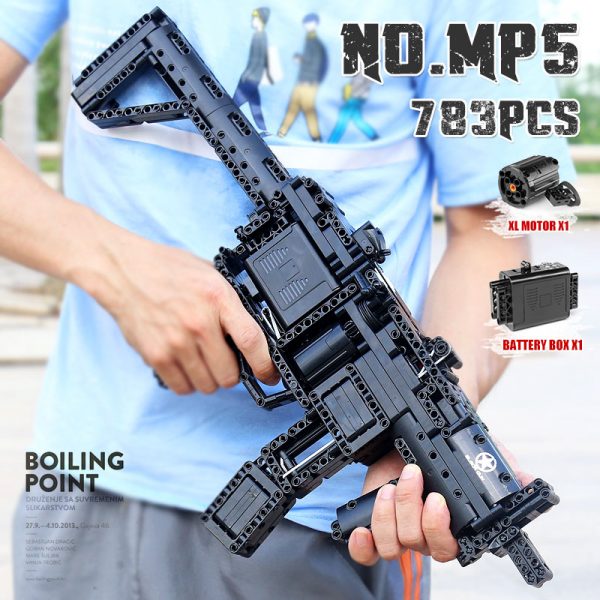 Mould King 14001 Motorized Block Gun With Moc 29369 Mp5 Submachine Gun Model Building Blocks Bricks 1