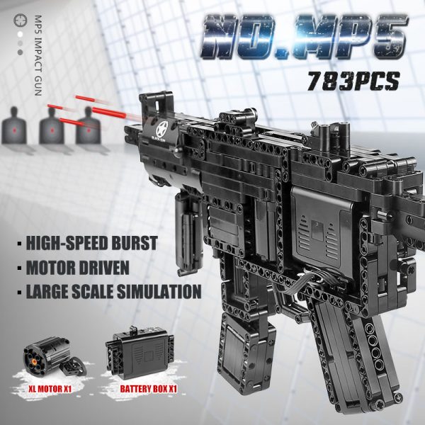 Mould King 14001 Motorized Block Gun With Moc 29369 Mp5 Submachine Gun Model Building Blocks Bricks 4