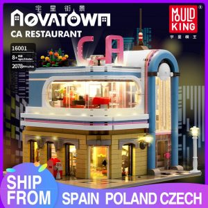 Mould King 16001 City Streetview Toys The Downtown Diner Model Sets Assembly Bricks Building Blocks Kids