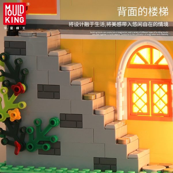 Mould King 16031 Streetview Building Blocks The Barber Shop In Town Model With Led Light Assembly 3