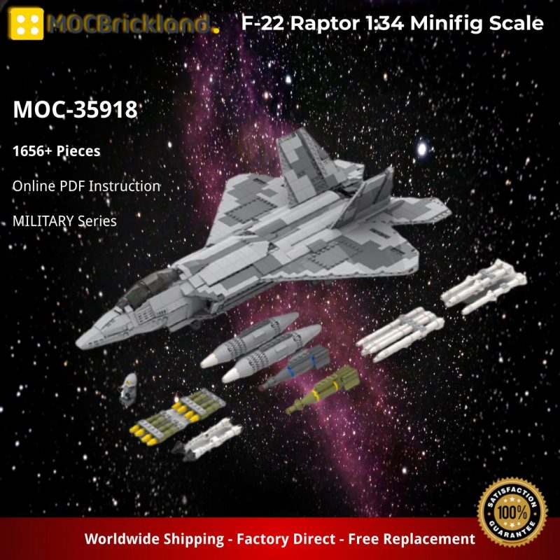 MOCBRICKLAND MOC-35918 F-22 Raptor 1:34 Minifig Scale
