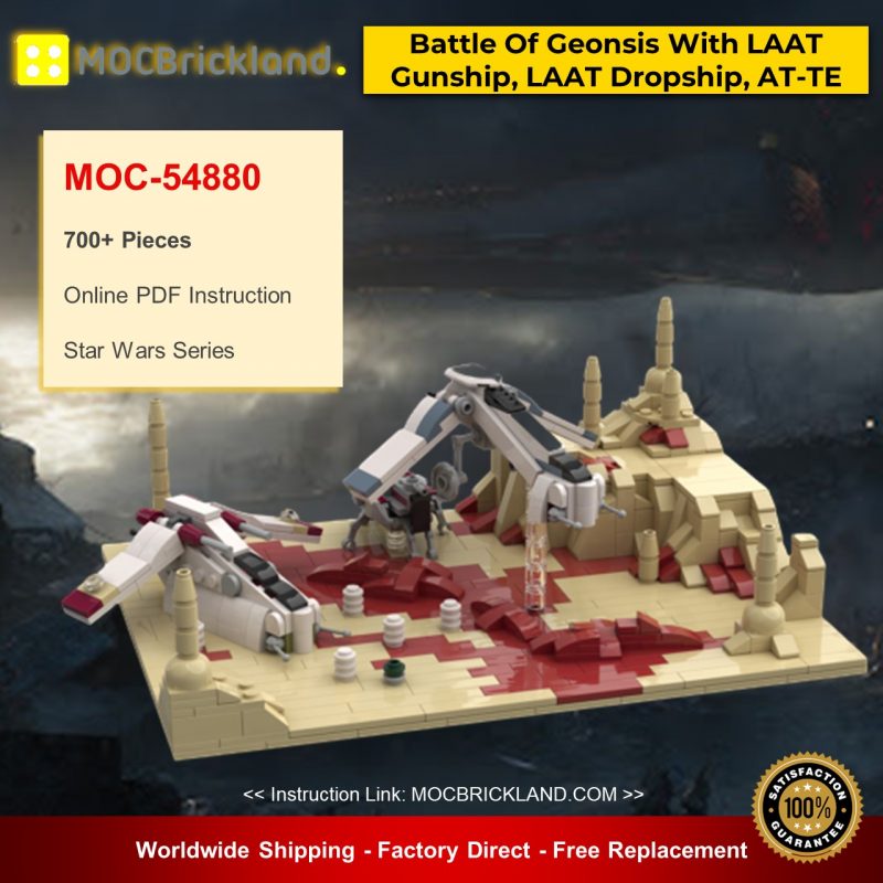 MOCBRICKLAND MOC-54880 Battle Of Geonsis With LAAT Gunship, LAAT Dropship And AT-TE