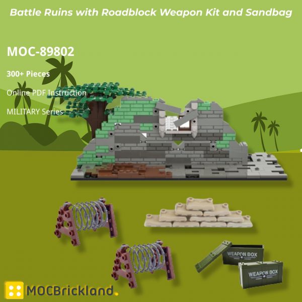 Military Moc 89802 Battle Ruins With Roadblock Weapon Kit And Sandbag Mocbrickland (4)
