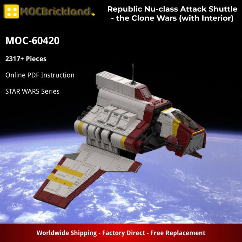 MOCBRICKLAND MOC-60420 Republic Nu-class Attack Shuttle – the Clone Wars (with Interior)