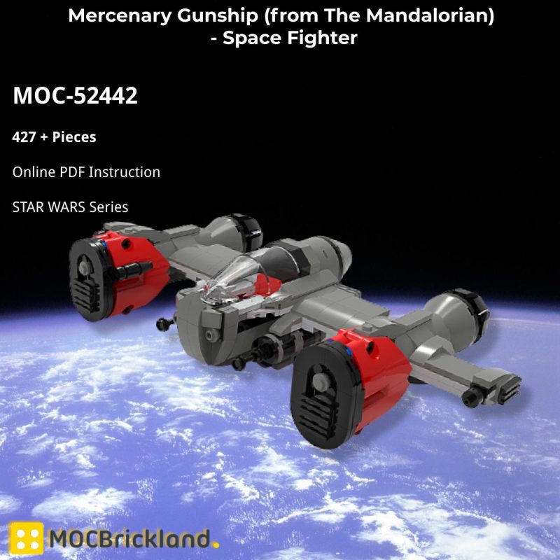 MOCBRICKLAND MOC-52442 Mercenary Gunship (from The Mandalorian) – Space Fighter