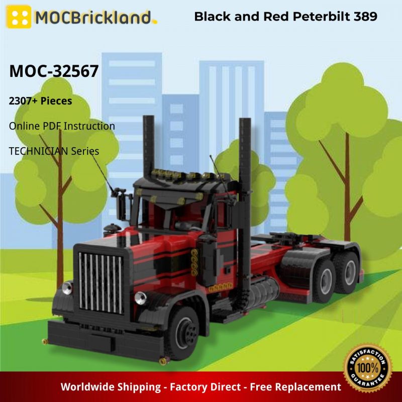 MOCBRICKLAND MOC-32567 Black and Red Peterbilt 389