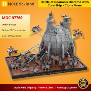 Mocbrickland Moc 97760 Battle Of Geonosis Diorama With Core Ship Clone Wars (4)