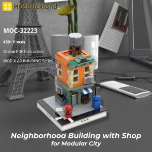 Mocbrickland Moc 32223 Neighborhood Building With Shop For Modular City (2)