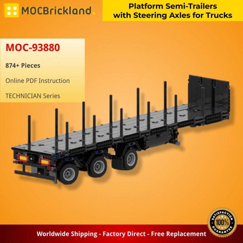 MOCBRICKLAND MOC-93880 Platform Semi-Trailers with Steering Axles for Trucks