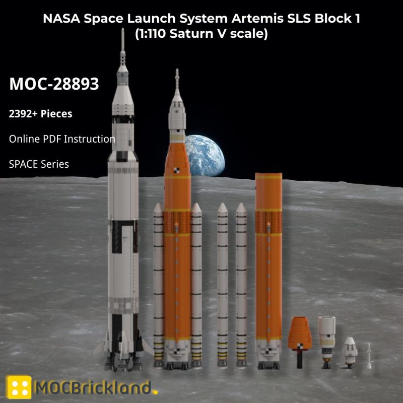 MOCBRICKLAND MOC-28893 NASA Space Launch System Artemis SLS Block 1 (1110 Saturn V scale)