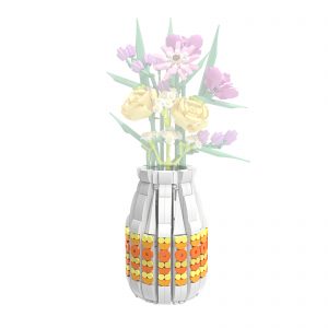 Mocbrickland Moc 896458 White And Yellow Vase Bonsai (1)