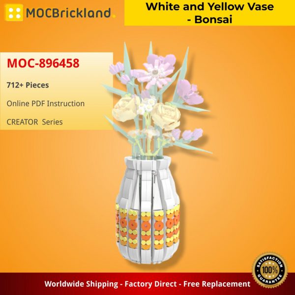 Mocbrickland Moc 896458 White And Yellow Vase Bonsai (2)