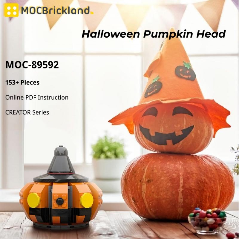 MOCBRICKLAND MOC-89592 Halloween Pumpkin Head