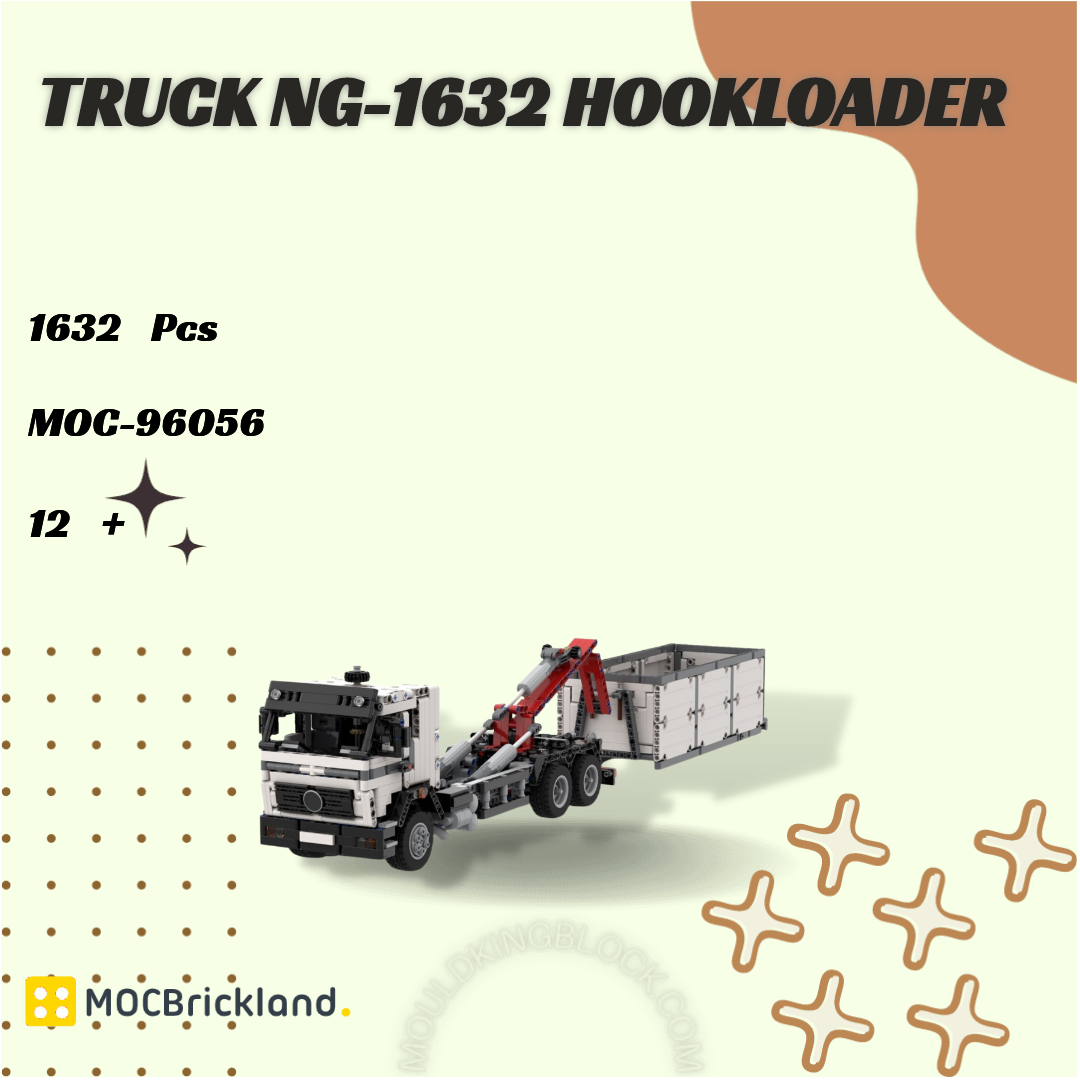 MOCBRICKLAND 93768 Truck NG-1632 Dump Trailer with Crane Building