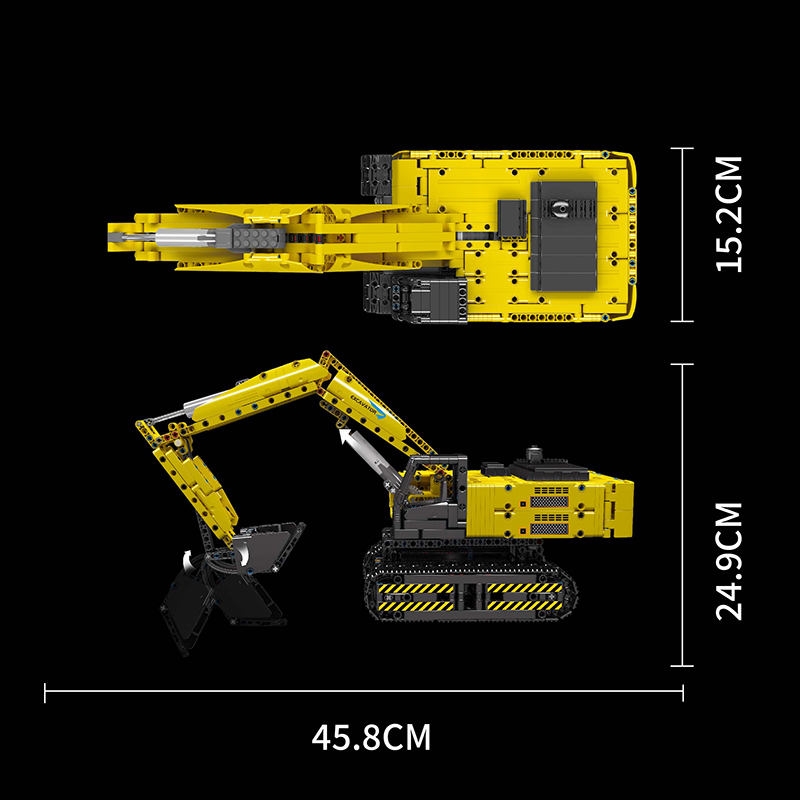 Mould King 15061 Motor Yellow Mechanical Digger 3.jpg