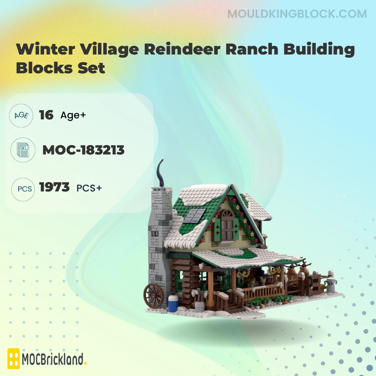 MOCBRICKLAND 183213 Winter Village Reindeer Ranch Building Blocks Set Building Block