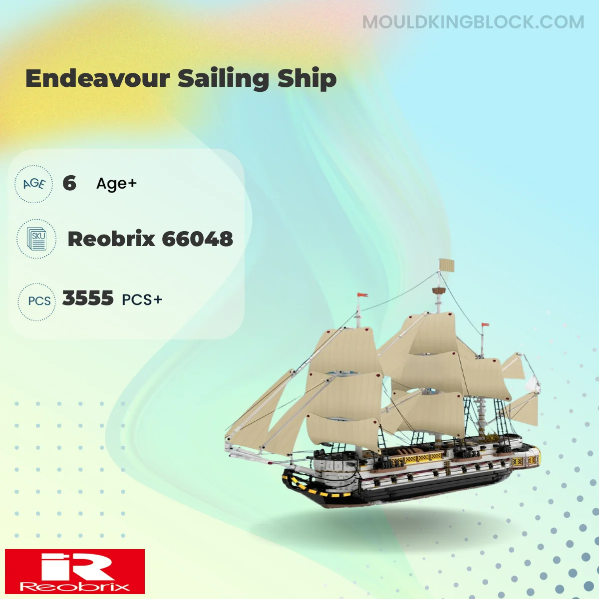 REOBRIX 66048 Endeavour Sailing Ship Building Block