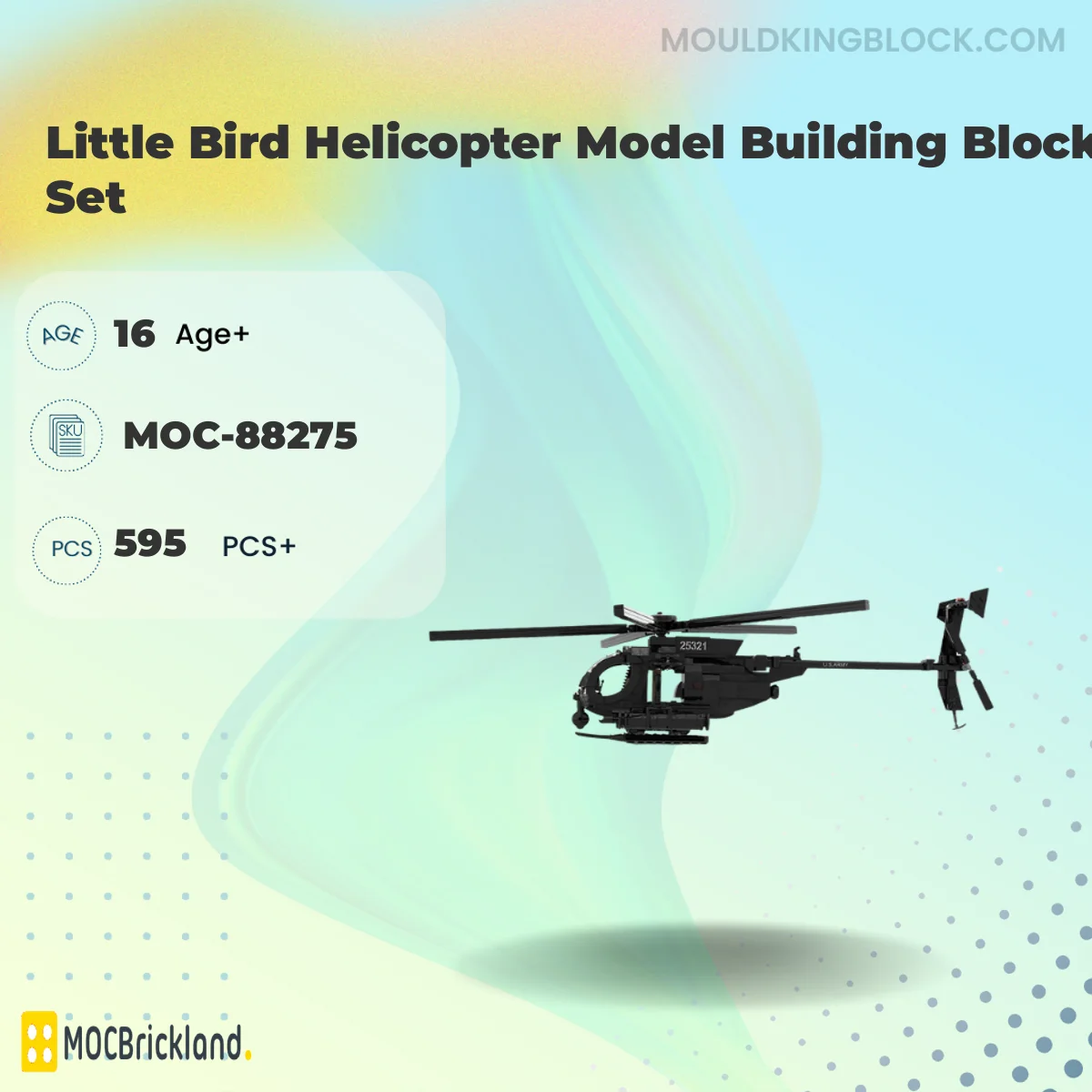 MOCBRICKLAND 88275 Little Bird Helicopter Model Building Blocks Set Building Block