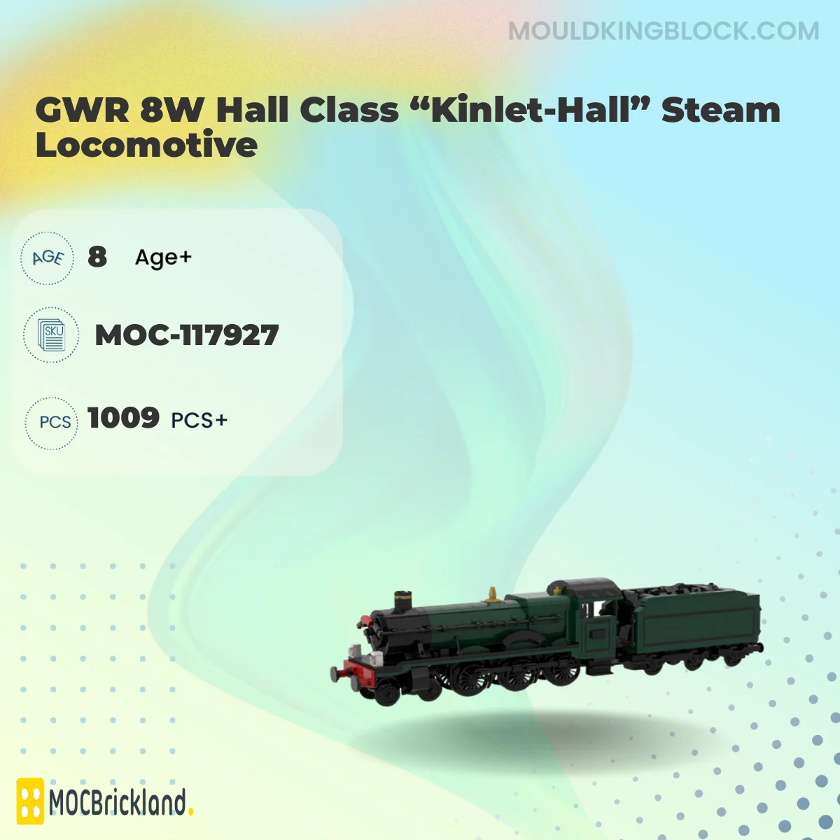 MOCBRICKLAND 117927 GWR 8W Hall Class “Kinlet-Hall” Steam Locomotive Building Block