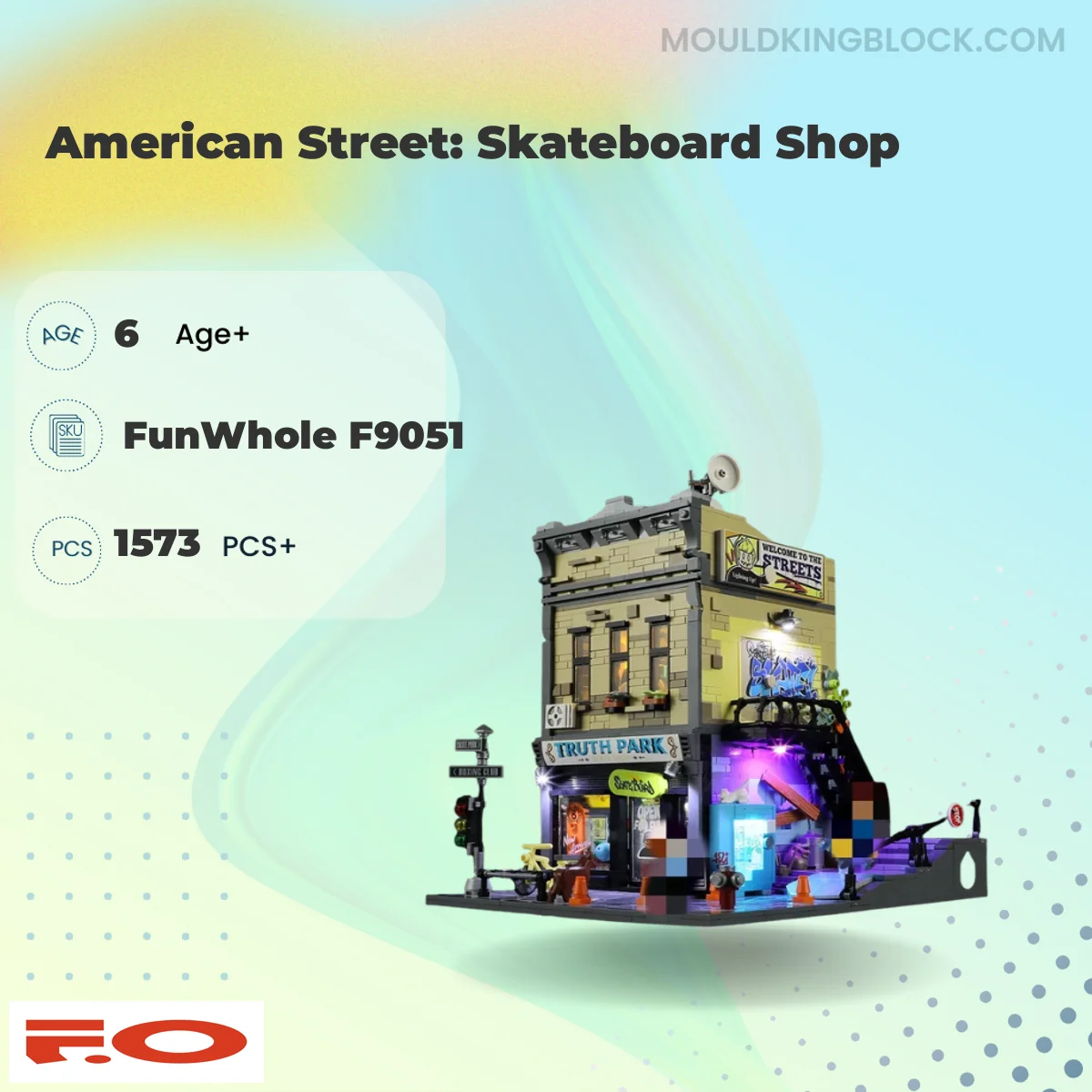 FunWhole F9051 American Street: Skateboard Shop Building Block
