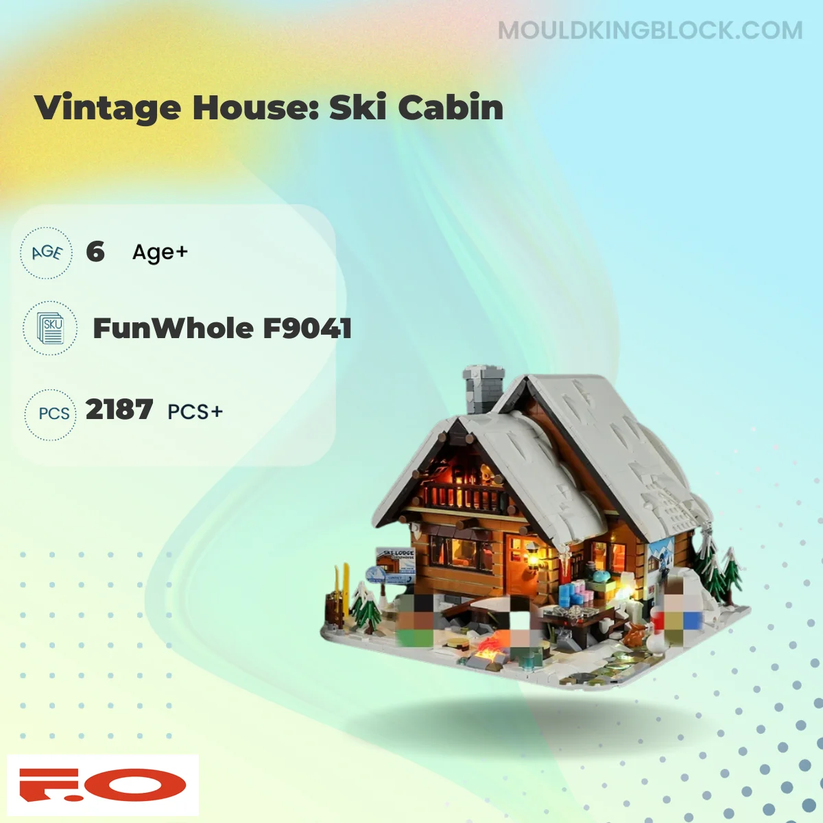 FunWhole F9041 Vintage House: Ski Cabin Building Block