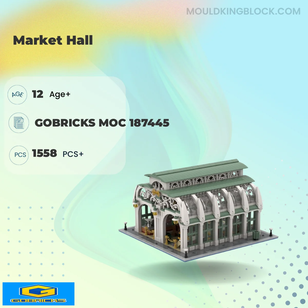 Gobricks 187445 Market Hall Building Block