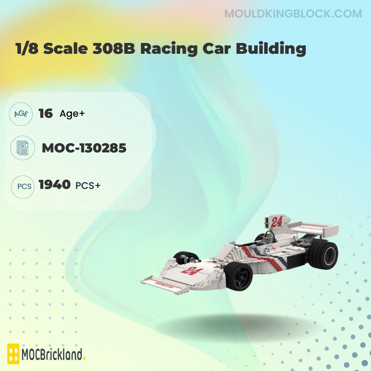 MOCBRICKLAND 130285 1/8 Scale 308B Racing Car Building Building Block
